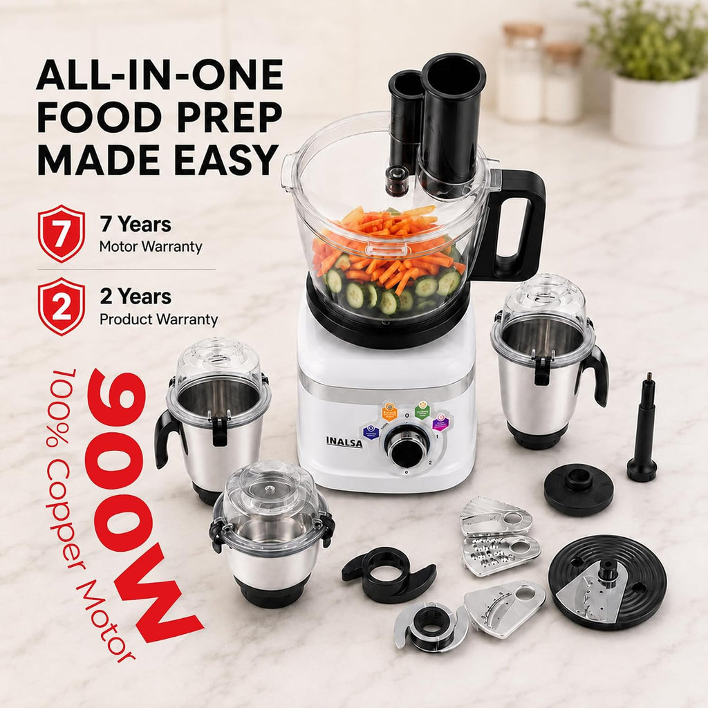 INALSA Mixer Grinder + food Processor|900W|7 Yr Warranty On Motor|Triton FP