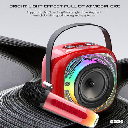 Lenyes S226 Bluetooth Party Speaker | 20W HD Sound | Wireless Karaoke Mic | 7H Playtime | RGB Lights | Bluetooth v5.3 | AUX/USB/TF Support | Type-C Fast Charging (Black)