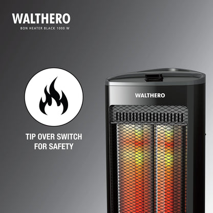 Havells Walthero 1000 Watt Room Heater with Two Carbon Heating Tubes| Tip Over Protection| Silent Operation| Anti Rust Protection| 2 years Manufacturer Warranty (Black)