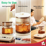 Wonderchef Chai Magic, Fully Automatic Tea & Cappuccino Maker, Make Masala Chai/Cutting Chai/Kahwa/, No Spills, No Overcooking, 4 Modes, Boil Milk/Water/Coffee, 500ML Glass Jar, 2-Yr Warranty