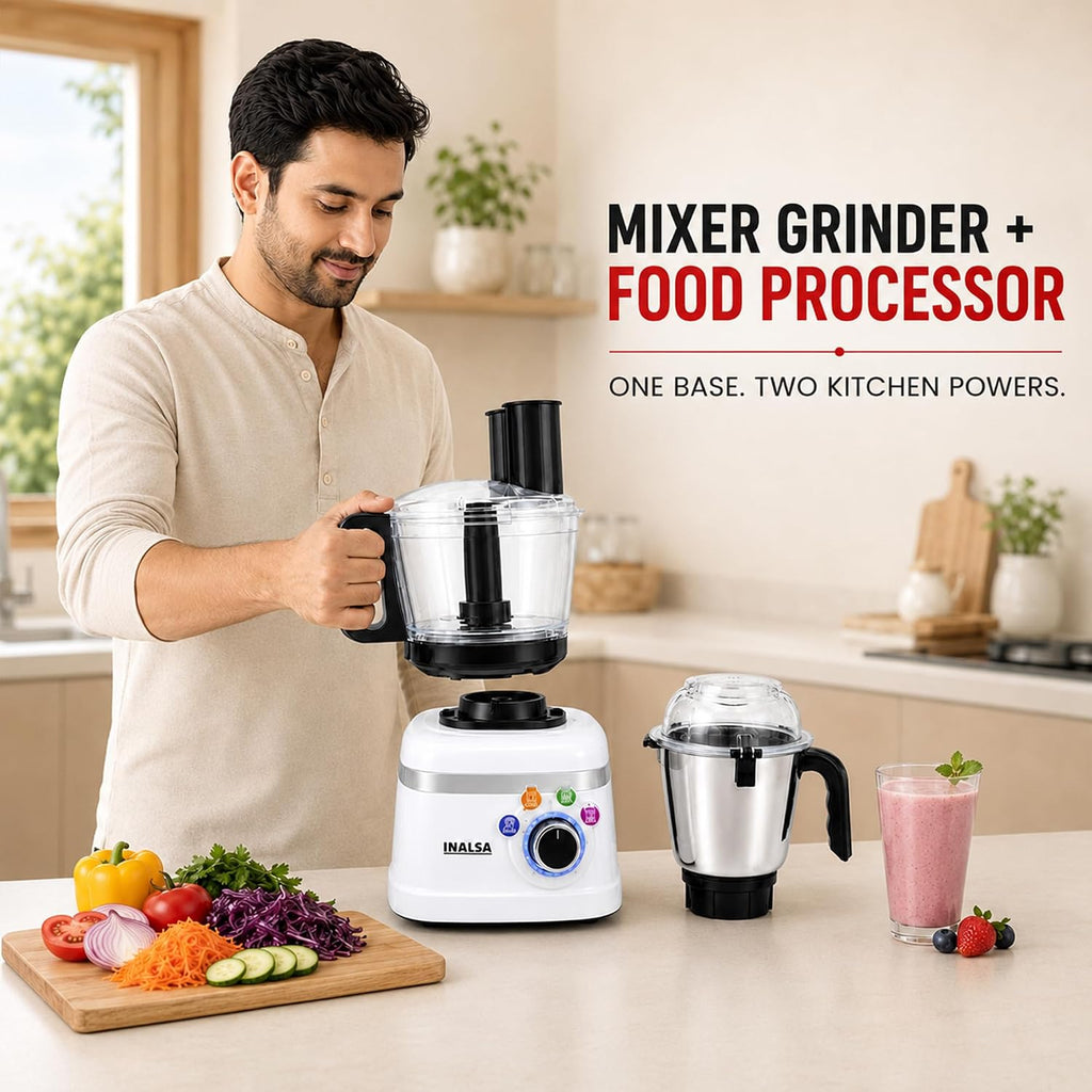 INALSA Mixer Grinder + food Processor|900W|7 Yr Warranty On Motor|Triton FP