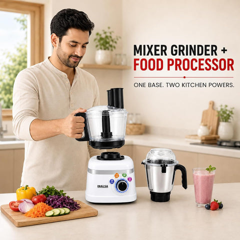 INALSA Mixer Grinder + food Processor|900W|7 Yr Warranty On Motor|Triton FP