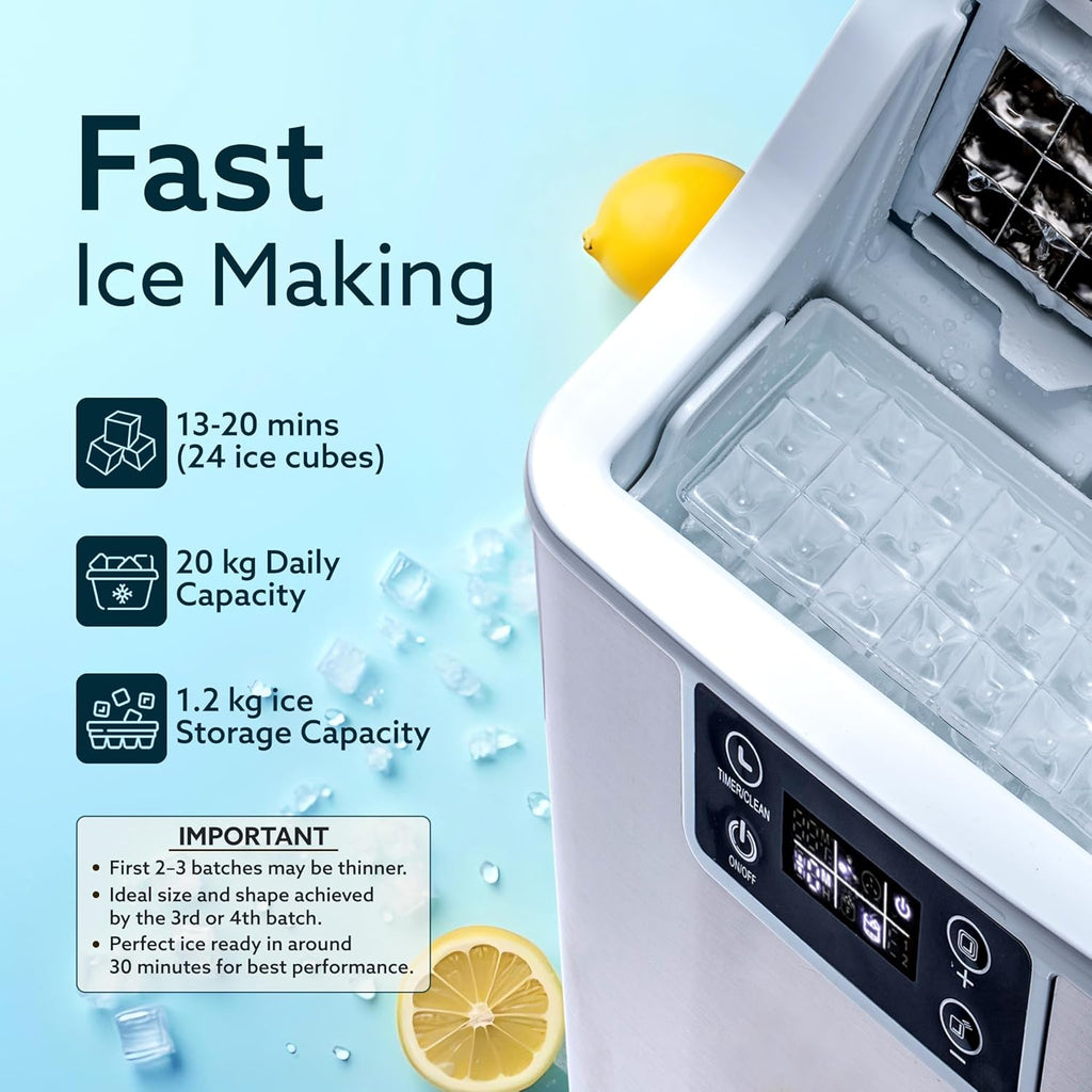 AGARO Galaxy Ice Cube Maker Machine 3.2 litre Countertop, 2 Ways to Add Water, 24 Pcs Ready in 13 Mins, Self-Cleaning Portable Compact, with Ice Scoop & Basket, Perfect for Home/Kitchen/Office/Bar