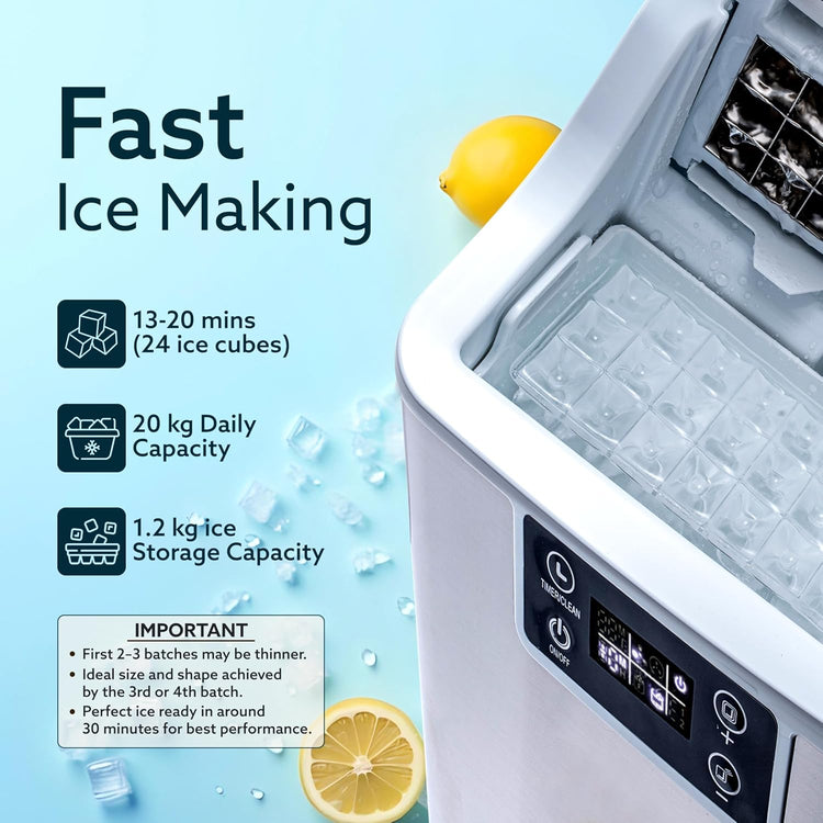 AGARO Galaxy Ice Cube Maker Machine 3.2 litre Countertop, 2 Ways to Add Water, 24 Pcs Ready in 13 Mins, Self-Cleaning Portable Compact, with Ice Scoop & Basket, Perfect for Home/Kitchen/Office/Bar