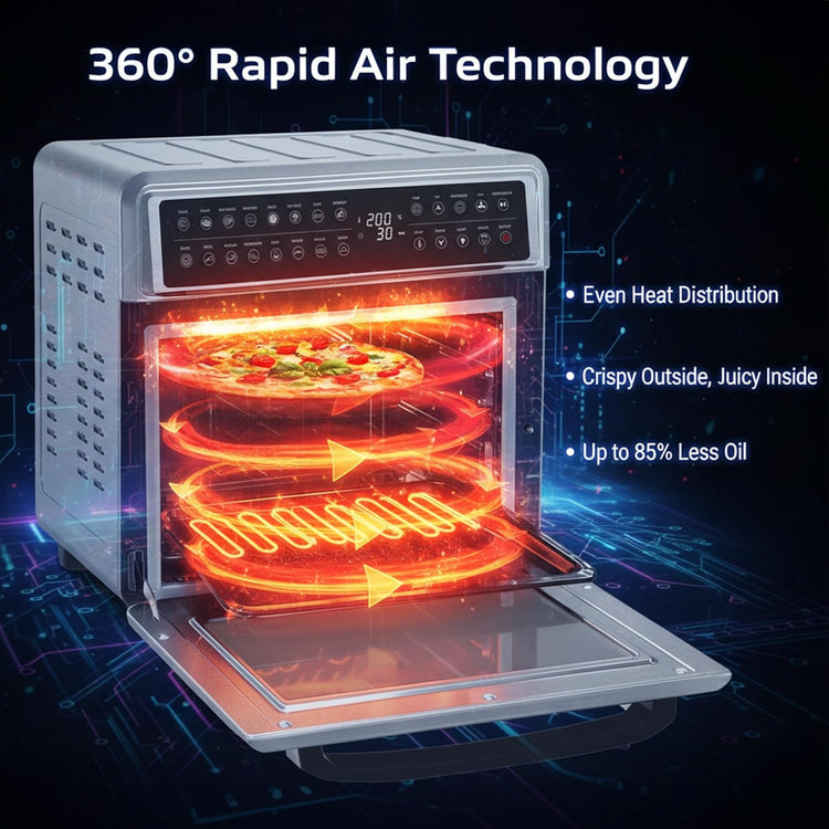INALSA Crisp Pro 24 Air Fryer Oven 24 Litre 1700W|Digital Display|16 Preset Functions|Rotisserie,OTG,Convection Oven|220°C Max Temp|Oil-Free Cooking|With Crumb Tray, Skewer Rods & More|2 Yr Warranty