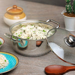 Vinod Roma Saucepot Stainless Steel Set of 2 with Glass Lid | 1.1 and 1.5 Litre | Biryani Pot | Sandwich Bottom | Rivetted Handle| Induction & Gas Base | 2 Year Warranty