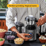 Atomberg Zenova Mixer Grinder | Unique Coarse Mode for Silbatta-like Texture | Intelligent BLDC Motor | Safety Features | 4 Jars including Chopper | Hands-Free Operation (Sand Grey)