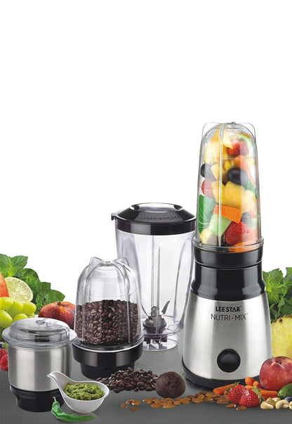 LEE STAR Nutrimix Electric Blender Grinder Smoothie Maker With 400 Watt Heavy Duty Copper Motor, 2 Blending Jar & 2 Grinding Jar For Puree, Dry Fruit Shakes & Dry Wet Grinding, LE-810