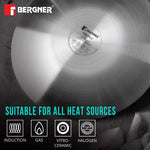 BERGNER Hi-Tech Giro Triply Stainless Steel 28cm Roti Tawa, Honeycomb Mesh Non-Stick Coating, PFOA Free, Even Heat Distribution, Sturdy and Durable Stay Cool Handle - Induction and Gas Stove Ready