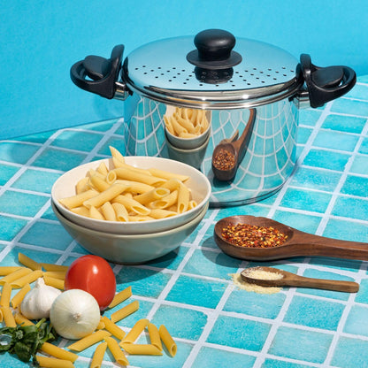 Vinod Stainless Steel Rice Pot with Strainer Lid - 4 L, 20cm | Noodles & Pasta Steamer, Rice Maker Cooker & Veggies Boiler with Locking Handles, 3-Layer SAS Induction Bottom, Small - 2 Year Warranty