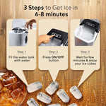 AGARO Regal Ice Maker 1.2L Countertop Machine, 9 Cubes in 6 Mins, 2 Bullet Ice Sizes, Portable with Handle, Self-Cleaning Stainless Steel Ice Maker for Home Kitchen & Office (Silver)