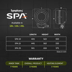 Symphony SPA Geyser 15 Litre 5 Star BEE Rating Water Heater | Hair Fall Control Smart Geyser | PUROPOD Filter | 2KW Heating | Glassline Tank | Free Installation
