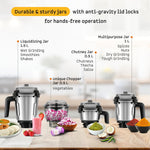 Atomberg Zenova Mixer Grinder | Unique Coarse Mode for Silbatta-like Texture | Intelligent BLDC Motor | Safety Features | 4 Jars including Chopper | Hands-Free Operation (Sand Grey)