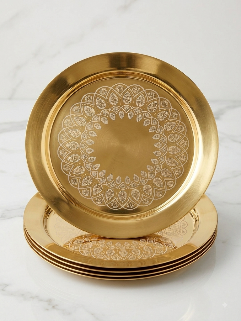 PNB Kitchenmate ZODIAC 72 Pcs Stainless Steel Dinner Set | Heavy Quality Double Wall PVD Gold Coated Dinner Set | Premium Full & Half Plates, Bowls, Glasses, Spoons & Forks | Lifetime Guarantee