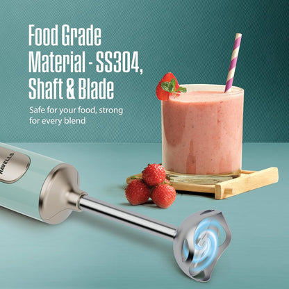 Havells CRAFT Hand Blender|50% Quieter Operation|Easy Blending with 300W|Food Grade Material - SS304 Shaft and Blade|Ergonomic One Button Operation|2Yrs Manufacturer Warranty(Blue & Gold)