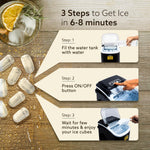 AGARO Marvel Ice Maker 1.2L Countertop Portable Machine, 9 Cubes in 6 Mins, 2 Bullet Ice Sizes, Fast Ice Making for Home Kitchen, Office, Parties, Self-Cleaning with Handle (Black)