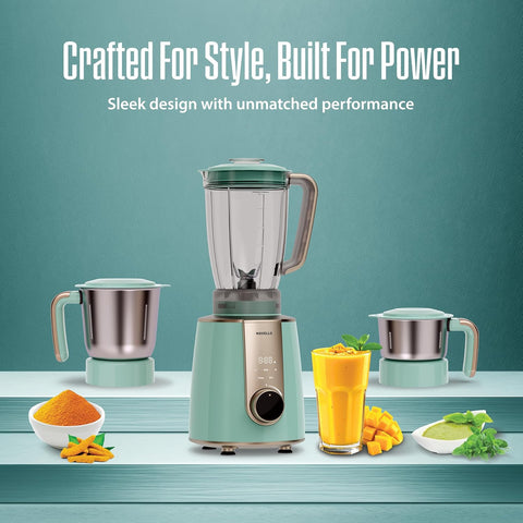 Havells CRAFT Mixer Grinder | Perfect Grinding Mode | Unique Touch Control | Lifetime Warranty on Motor | Powerful 800 W BLDC Motor | 50% Quieter Performance(Blue & Gold)