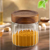 Borosil Glass Jar with Acacia Wood Lid | Borosilicate Glass Storage Jar for Dry Fruits, Spices & Snacks | Airtight Glass Container for Kitchen & Pantry-300ml