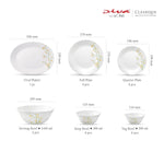 La Opala Diva, Classique Collection, Opal Glass Dinner Set 27 pcs, Citron Weave, White