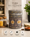 Salem 1 Litre 304 Grade Stainless Steel Storage Jar with Airtight Lid | Handmade Etching Work | Premium Spice, Daal & Dry Fruit Container | Food Grade Kitchen Storage Canister