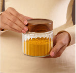 Borosil Glass Jar with Acacia Wood Lid | Borosilicate Glass Storage Jar for Dry Fruits, Spices & Snacks | Airtight Glass Container for Kitchen & Pantry-300ml