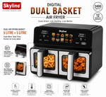 Skyline Digital Dual Basket Air Fryer 10L (5L + 5L) | 2400W | Digital Touch Control | Independent Cooking | See-Through Glass Windows | 80–200°C | 1–60 Min Timer | 1 Year Warranty