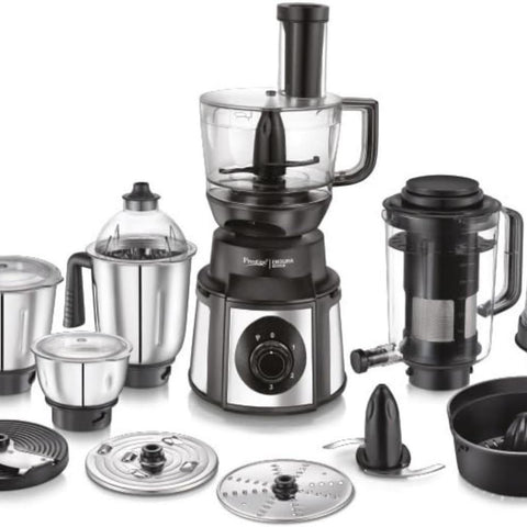 Prestige Endura Pro 1000 Watt Multi Functional Mixer Grinder | Heavy-Duty Ball Bearing Copper Motor | 6 Jars with Food Processing Attachments | 14 Functions in One | 5Y Motor Warranty
