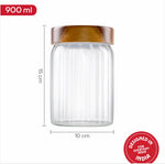 Borosil Glass Jar with Acacia Wood Lid | Borosilicate Glass Storage Jar for Dry Fruits, Spices & Snacks | Airtight Glass Container for Kitchen & Pantry-900ml