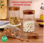 Borosil Glass Jar with Acacia Wood Lid | Borosilicate Glass Storage Jar for Dry Fruits, Spices & Snacks | Airtight Glass Container for Kitchen & Pantry-1200ml