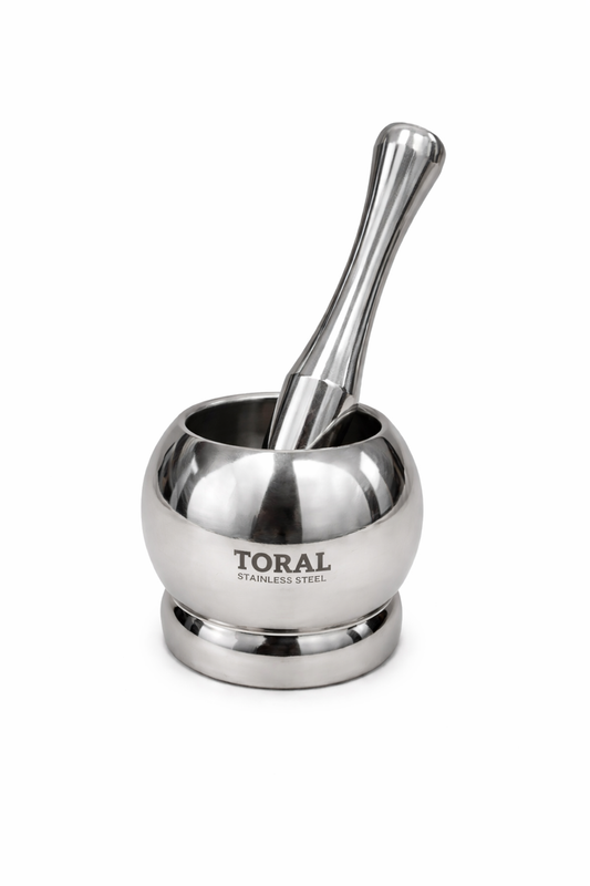 Toral Matka Shape Stainless Steel Khalbatta | Silver | 1 Pc- 2 No.