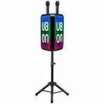 UBON Black SP-230 80W Party Monster Bluetooth Speaker with Adjustable Tripod Stand & 2 Wireless Karaoke Microphones | 4 High Bass Speakers | RGB Lights | 7200mAh Battery | Bluetooth v5.4