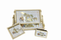 Luxury 4-Piece Wooden Leather Tray Set | Includes Cutlery Holder, Tissue Holder & 2 Trays | Enamel Coated Waterproof