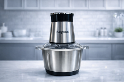 Skyline 400 Watts Vegetable & Meat Chopper with 2L Stainless Steel Bowl | 4 Sharp Stainless Steel Blades | Dual Speed Control Electric Food Processor for Home Kitchen