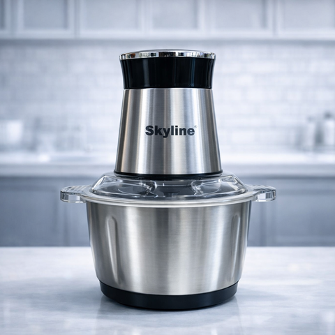 Skyline 400 Watts Vegetable & Meat Chopper with 2L Stainless Steel Bowl | 4 Sharp Stainless Steel Blades | Dual Speed Control Electric Food Processor for Home Kitchen