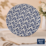 10.5 Inch Ceramic Dinner Plate Set of 3 | Blue Floral Printed Serving Plates | Premium Glazed Ceramic | Microwave & Dishwasher Safe | Elegant Dinnerware for Daily Use & Special Occasions