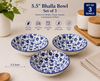 5.5 Inch Ceramic Bhalla Bowl Set of 3 | Blue Floral Printed Serving Bowls | Premium Glazed Ceramic | Microwave & Dishwasher Safe | Bowls for Bhalla, Chaat, Soup, Snacks & Desserts