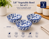 3.8 Inch Ceramic Vegetable Bowl Set of 3 | Blue Floral Printed Bowls | Premium Glazed Ceramic | Microwave & Dishwasher Safe | Serving Bowls for Vegetables, Dal, Curry, Snacks & Desserts