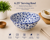 6.25 Inch Ceramic Serving Bowl | Blue Floral Printed Bowl | Premium Glazed Ceramic | Microwave & Dishwasher Safe | Multipurpose Bowl for Salad, Curry, Pasta, Fruits & Snacks