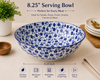 8.25 Inch Ceramic Serving Bowl | Blue Floral Printed Bowl | Premium Glazed Ceramic | Microwave & Dishwasher Safe | Multipurpose Bowl for Salad, Curry, Pasta, Fruits & Snacks