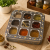 Premium Stainless Steel Masala Box with 9 Steel Containers & Brass Spoon | Food Grade Spice Storage Box | Multipurpose Kitchen Masala Dabba | Rust Resistant Spice Organizer