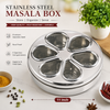 11 Inch Heavy 304 Grade Stainless Steel Round Masala Box | 7 Spice Containers | Food Grade Spice Storage Organizer | Premium Kitchen Masala Dabba | Rust Resistant