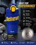 480ml Insulated Stainless Steel Gym Shaker Bottle | 304 Grade Double Wall Vacuum Protein Shaker | Leakproof BPA-Free Sports Water Bottle with Easy Carry Handle & Push Button Lid | Hot & Cold Flask-Blue