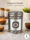 Salem 1 Litre 304 Grade Stainless Steel Storage Jar with Airtight Lid | Handmade Etching Work | Premium Spice, Daal & Dry Fruit Container | Food Grade Kitchen Storage Canister