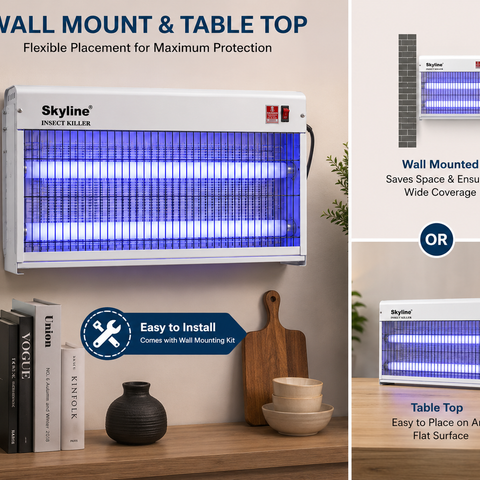 Skyline 40W VTL-8002 Electric Insect Killer Machine | 2 x 20W UV Tubes | 2ft Mosquito & Fly Killer Bug Zapper | High Voltage Indoor Insect Trap | Chemical-Free | Ideal for Home, Office, Restaurant | 1 Year Warranty