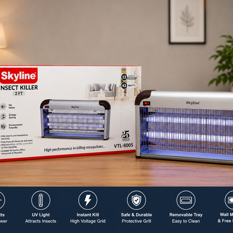 Skyline 43W Electric Insect Killer Machine | 2ft UV Mosquito & Fly Killer Bug Zapper | High Voltage Indoor Insect Trap | Chemical-Free Pest Control | Wall Mount & Hanging Design | Ideal for Home, Office, Restaurant | 1 Year Warranty