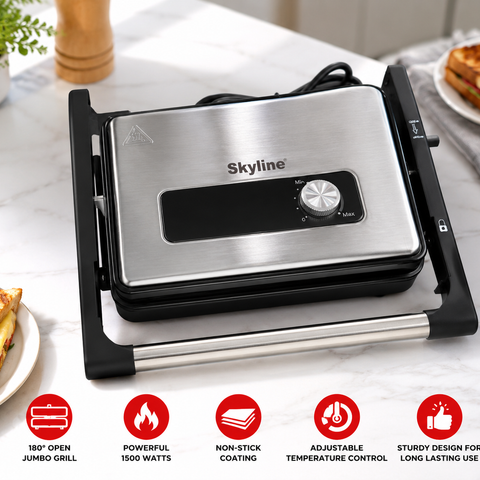 Skyline Jumbo Grill VTL-5025 1500W, Non-Stick, 180° Rotating, Large Cooking Surface