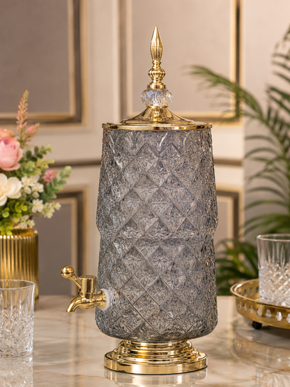 Luxury 3.5 Ltr Ribbed Glass Beverage Dispenser with Gold Finish Tap & Lid | Premium Cocktail, Juice & Water Server for Home, Parties & Events (Copy)