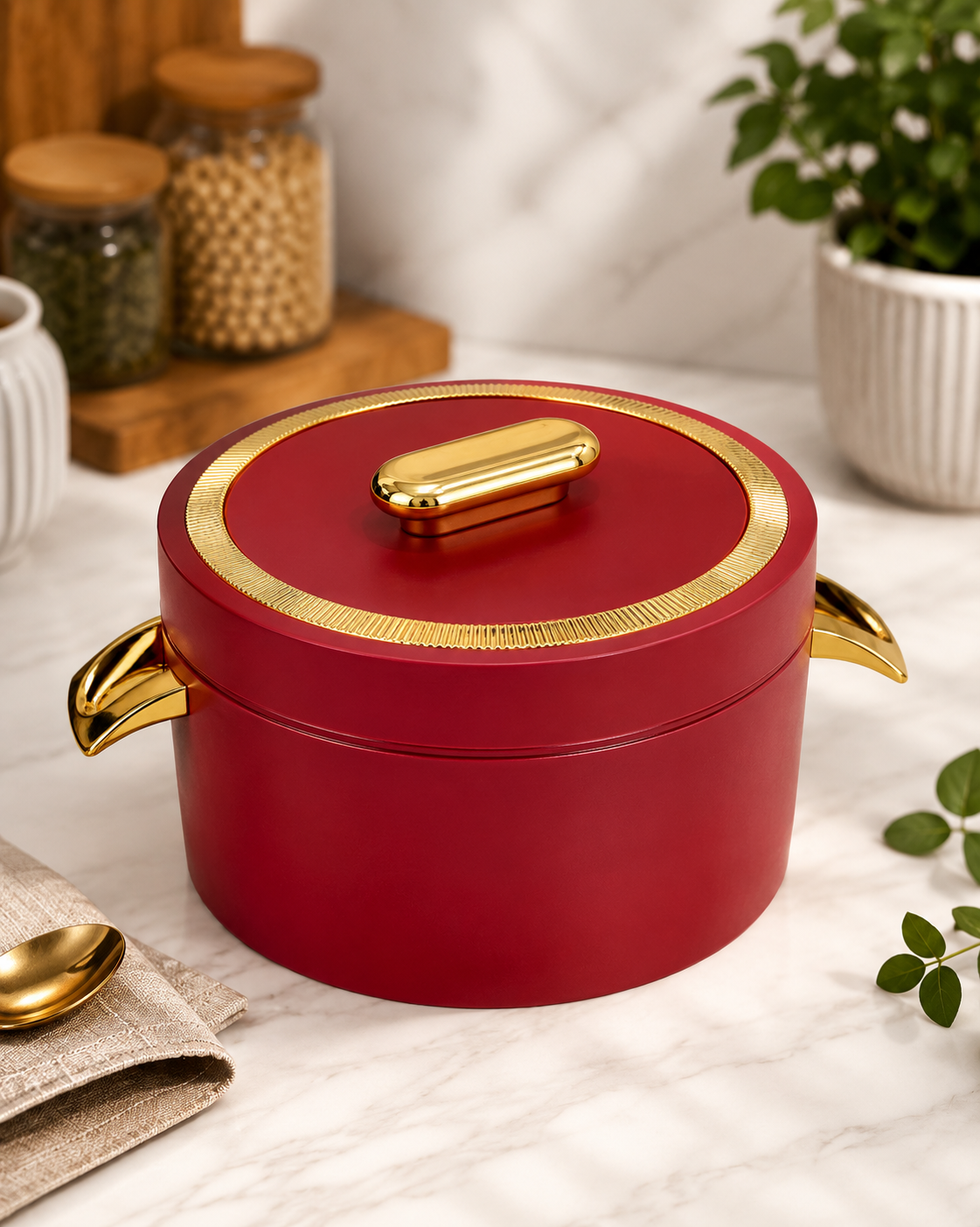 HOME ONE INSIGNIA Invitation Series Casserole Set of 3 (1000ml, 1500ml, 2000ml) | Premium Insulated Hot Food Casserole Set | Stainless Steel Inner Bowl | Air Tight Food Warmer Serving Casserole Set – Sapphire Red