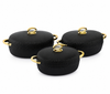 Bonjour President Premium Stainless Steel Casserole Set of 3 with Magnetic Lid (1500ml, 2000ml & 2500ml) | Double Wall Insulated Hot Pot | Elegant Black & Gold Finish