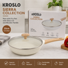 KROSLO Sierra Collection 22cm Fry Pan with Glass Lid (1.6 Litres) | Non-Stick Deep Frying Pan with Wooden Finish Handle | Induction & Gas Compatible Cookware